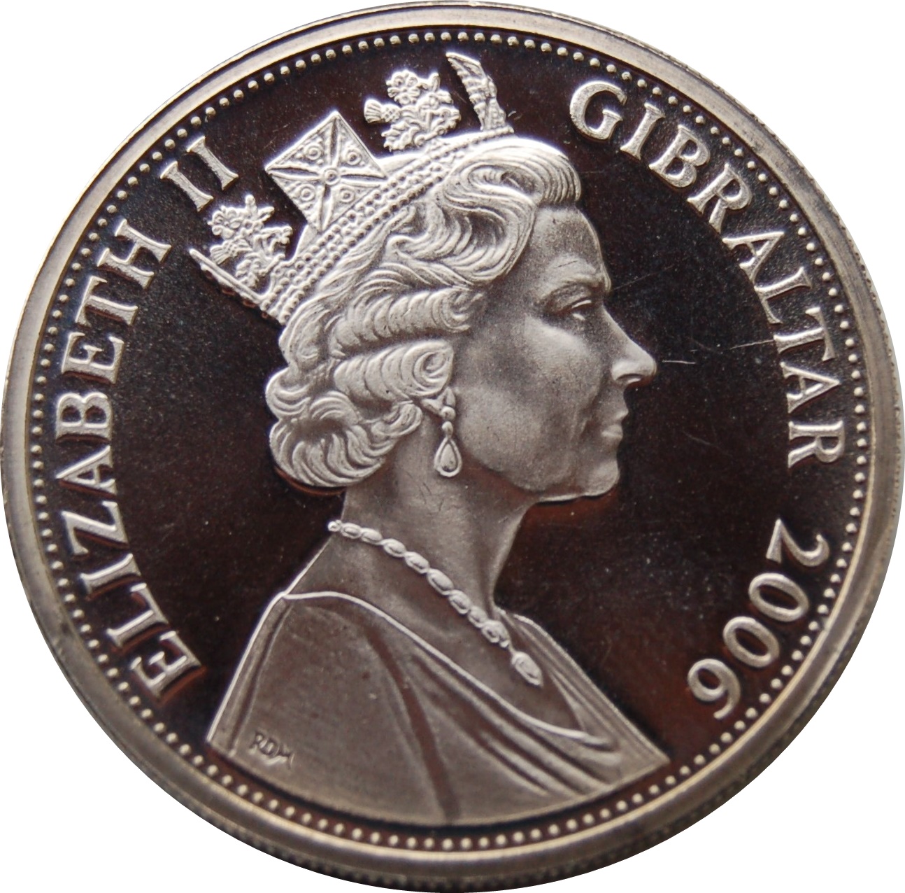 Gibraltar 1 Crown - Elizabeth II 40TH Anniversary-England 1966 World Cup Champions obverse