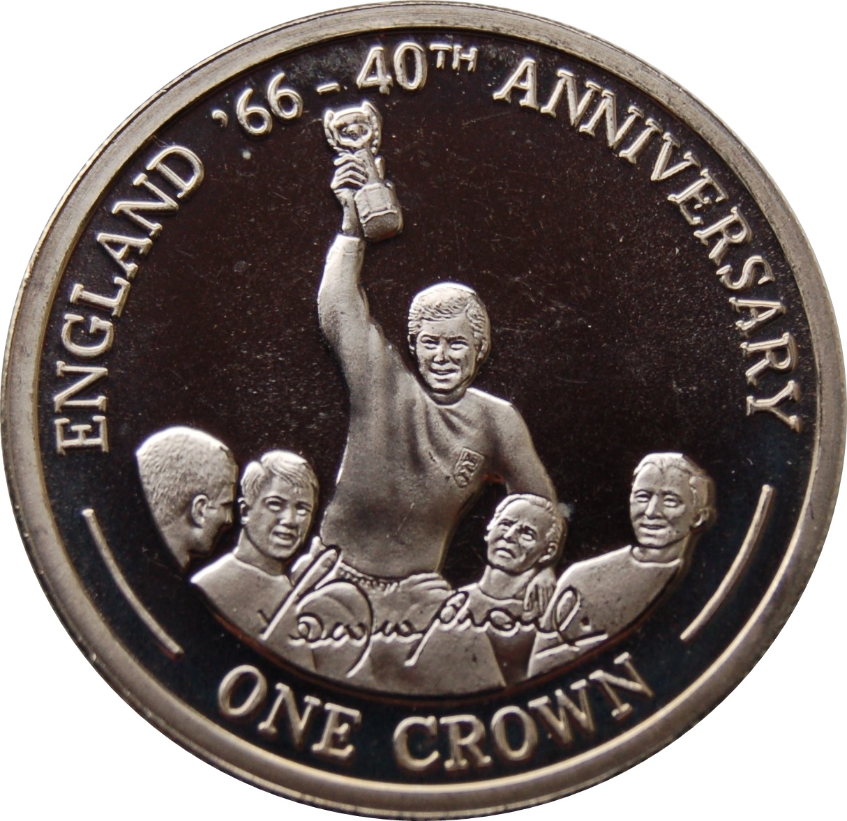 Gibraltar 1 Crown - Elizabeth II 40TH Anniversary-England 1966 World Cup Champions