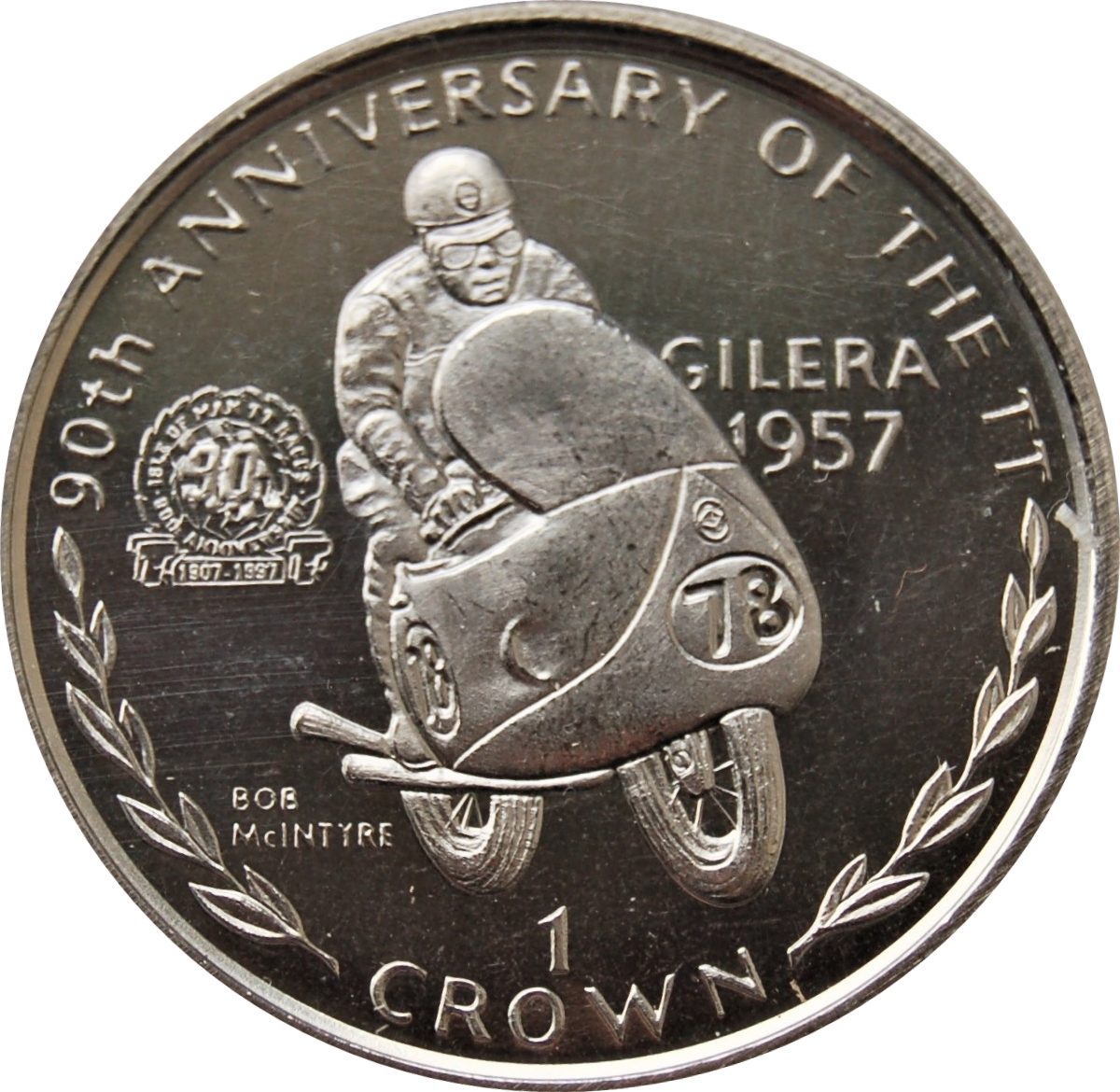 Isle of Man 1 Crown - Elizabeth II Bob McIntyre