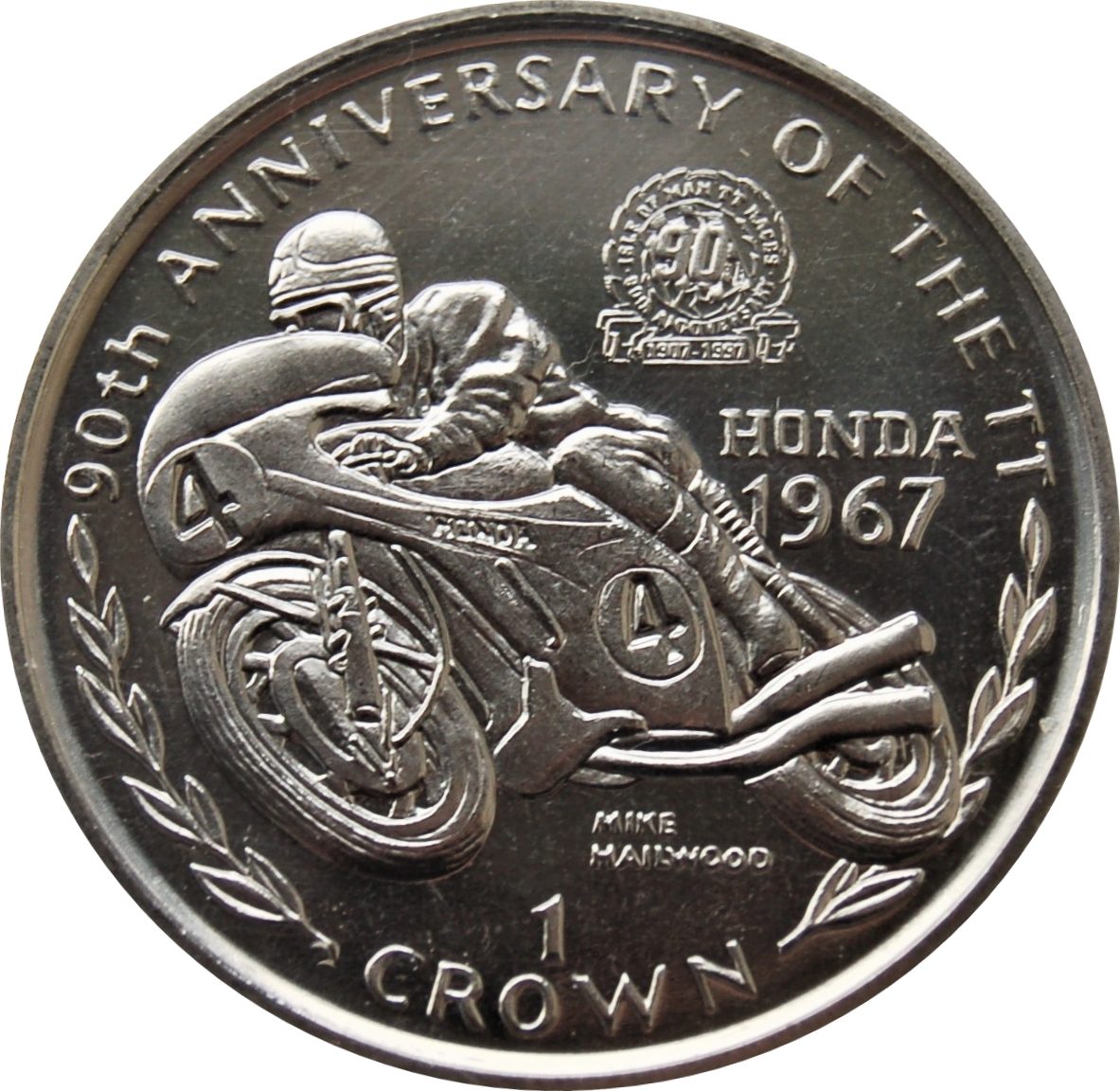 Isle of Man 1 Crown - Elizabeth II Mike Hailwood reverse
