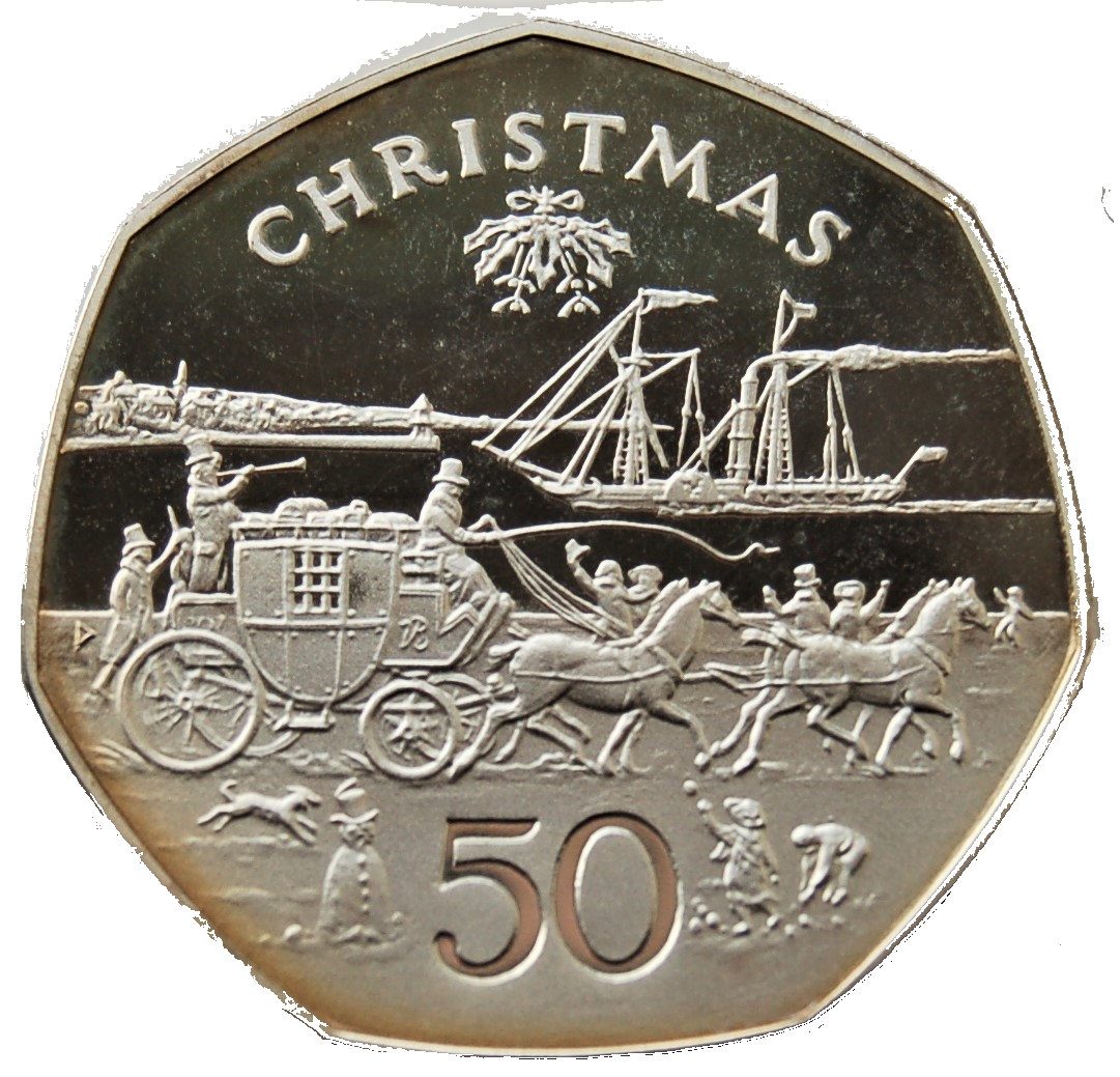 Isle of Man 50 Pence - Elizabeth II Christmas 1980; Silver Proof