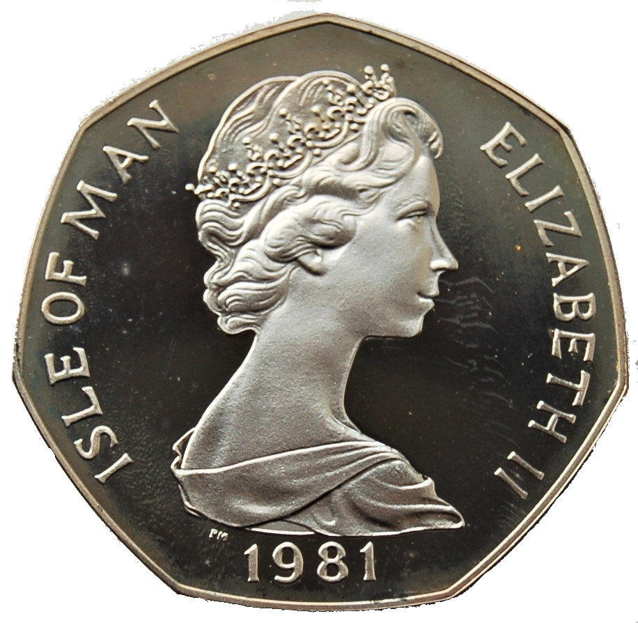 Isle of Man 50 Pence - Elizabeth II Christmas 1981; Silver Proof obverse