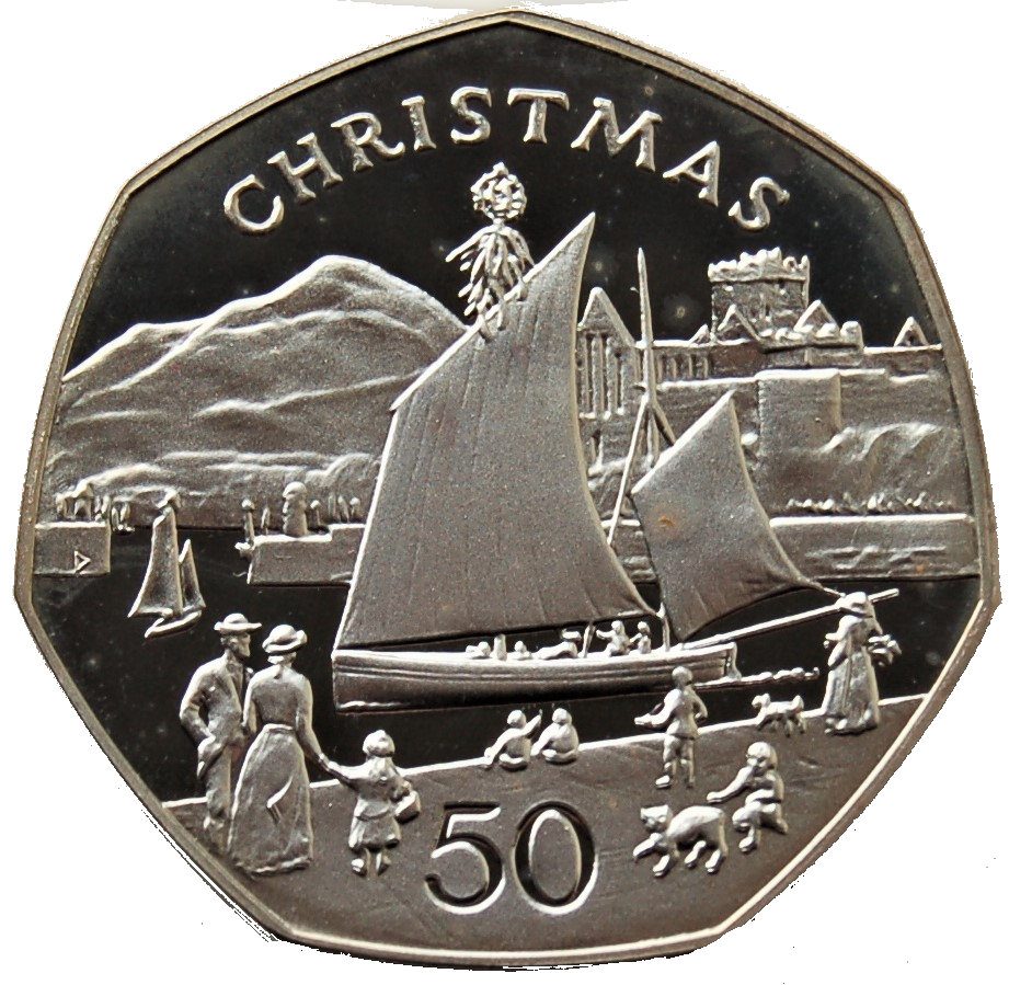 Isle of Man 50 Pence - Elizabeth II Christmas 1981; Silver Proof