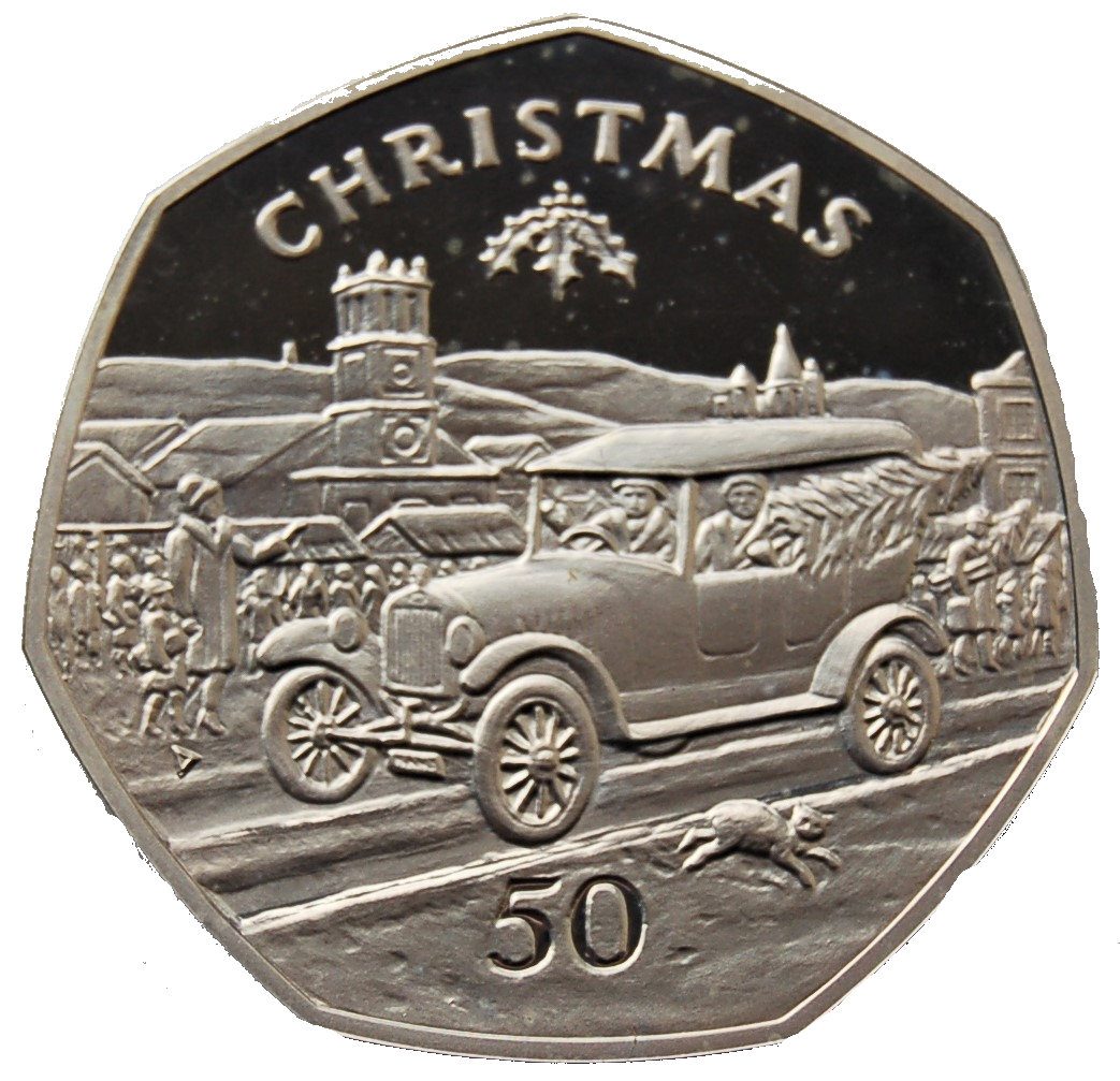 Isle of Man 50 Pence - Elizabeth II Christmas 1983; Silver Proof reverse