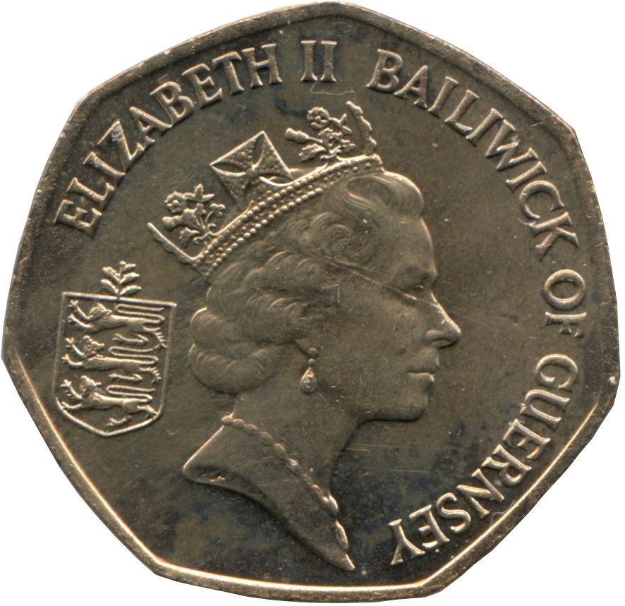 Guernsey 50 Pence - Elizabeth II 3rd portrait; small type obverse