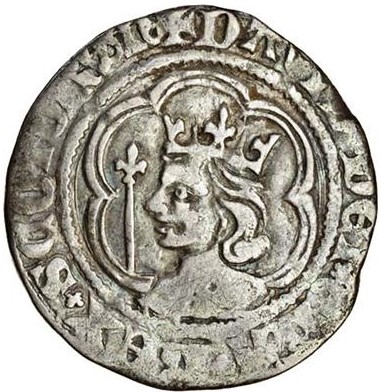 Scotland ½ Groat - David II 2nd Coinage, Class A obverse