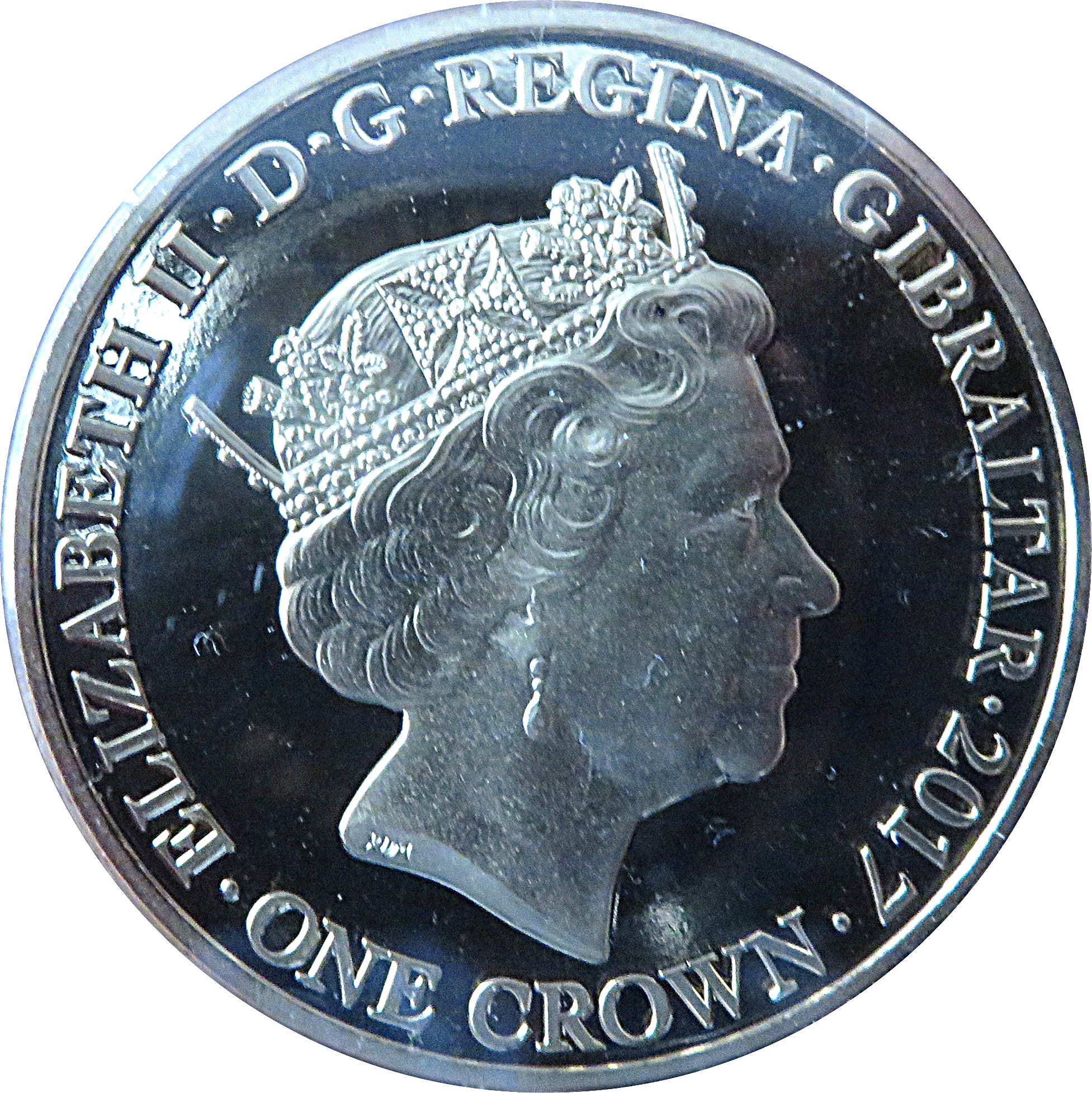 Gibraltar 1 Crown - Elizabeth II Battle of Ypres; Gold Plated obverse