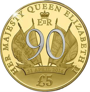 Jersey 5 Pounds - Elizabeth II 90th Birthday; Proof with Silver Ink reverse