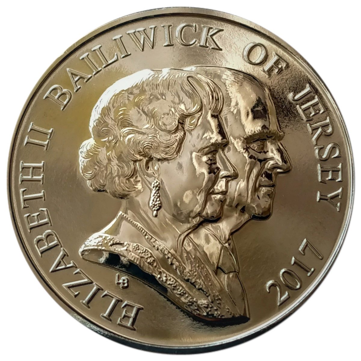 Jersey 5 Pounds - Elizabeth II Platinum Wedding obverse