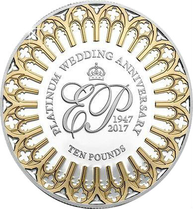 Guernsey 10 Pounds - Elizabeth II Platinum Wedding