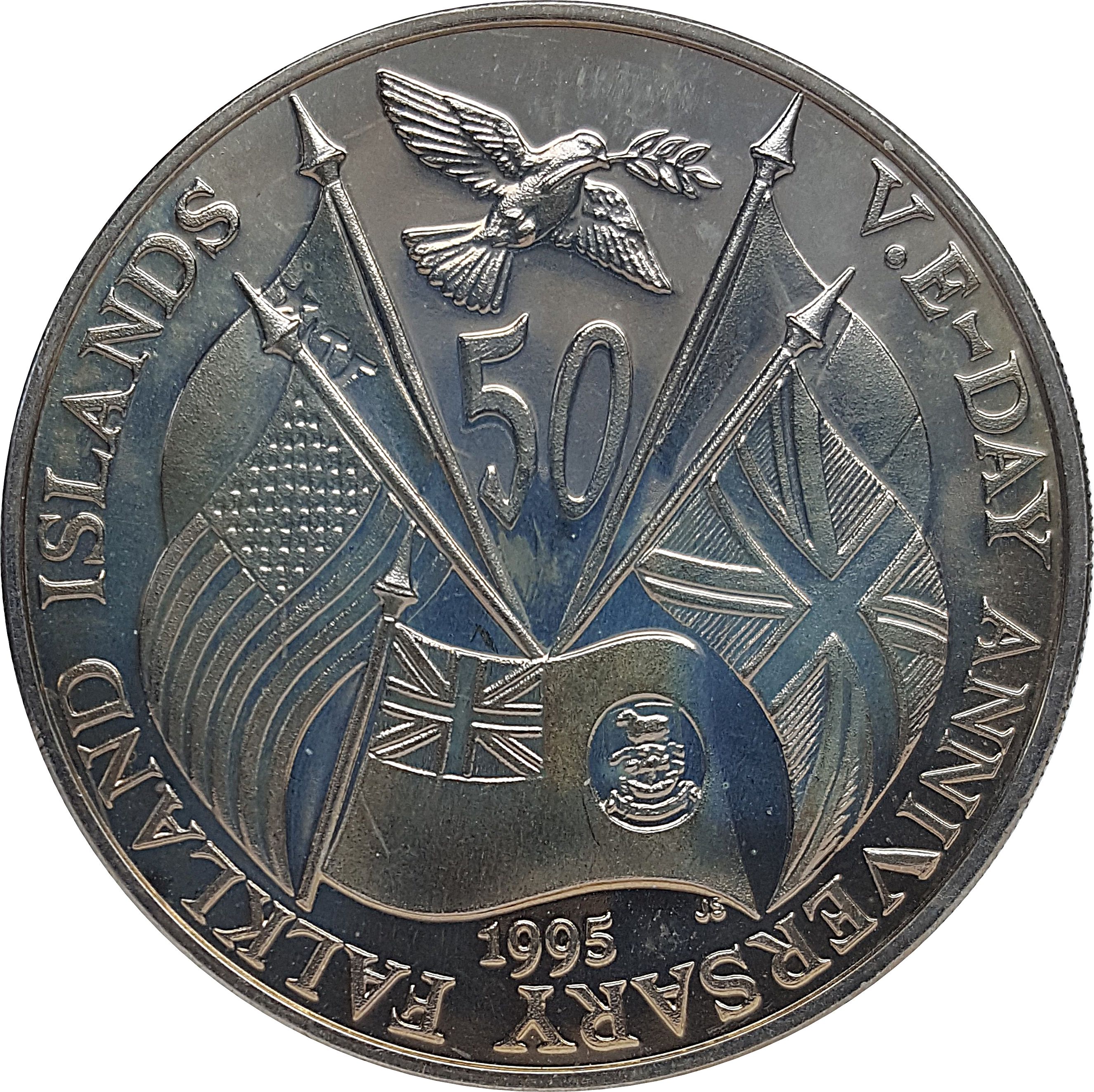 Falkland Islands 50 Pence - Elizabeth II V.E. Day