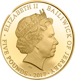 Jersey 5 Pounds - Elizabeth II Remembrance Day; Gold Plated obverse