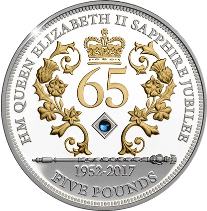 Jersey 5 Pounds - Elizabeth II Sapphire Jubilee; Silver Proof reverse