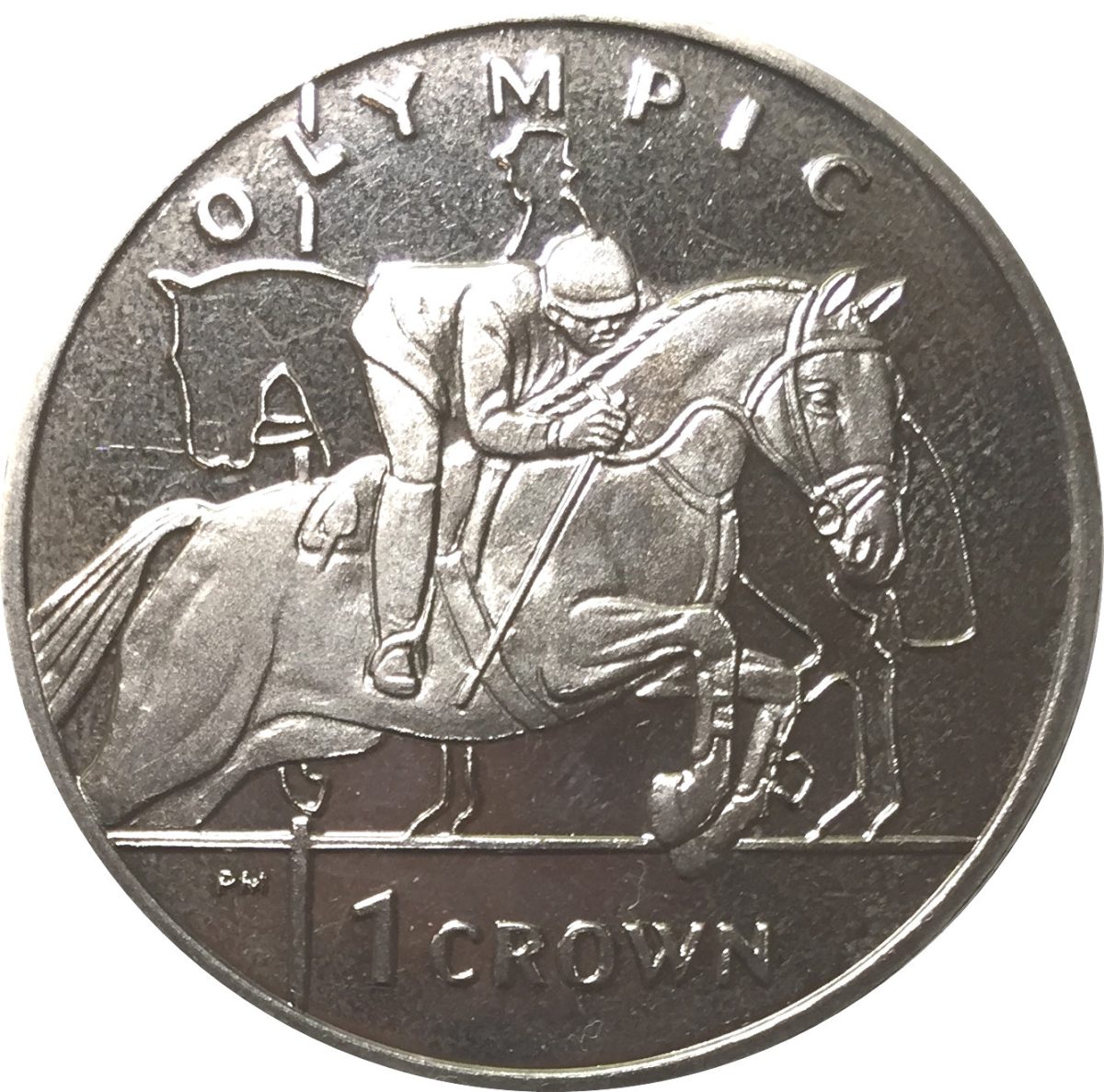 Isle of Man 1 Crown - Elizabeth II London Olympics; Horse Jumping reverse