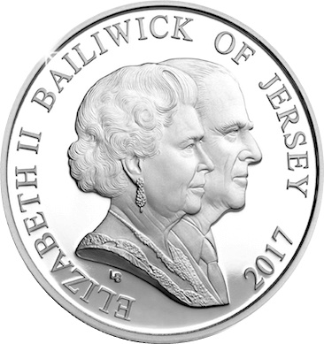 Jersey 5 Pounds - Elizabeth II Platinum wedding anniversary obverse