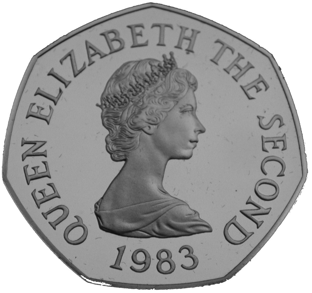 Jersey 50 Pence - Elizabeth II 2nd portrait; large type obverse