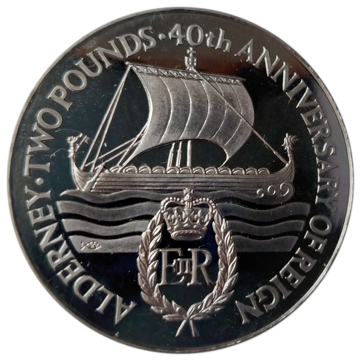 Alderney 2 Pounds - Elizabeth II 40th Anniversary of Queen's Reign