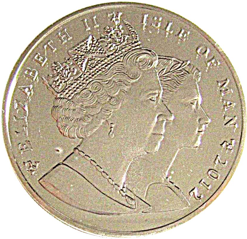 Isle of Man 1 Crown - Elizabeth II London Olympics; Table Tennis obverse