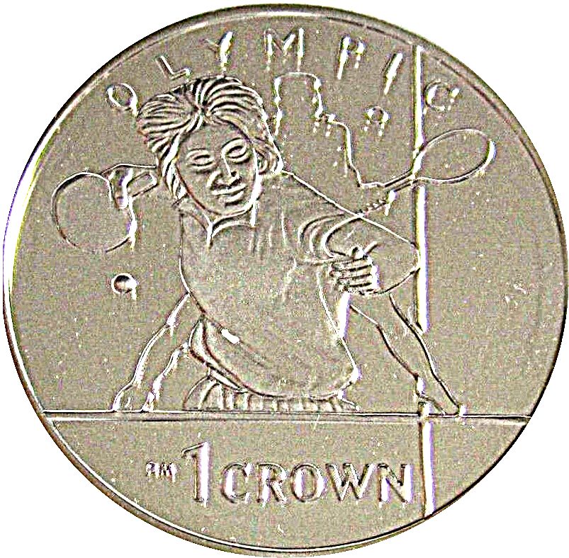 Isle of Man 1 Crown - Elizabeth II London Olympics; Table Tennis reverse