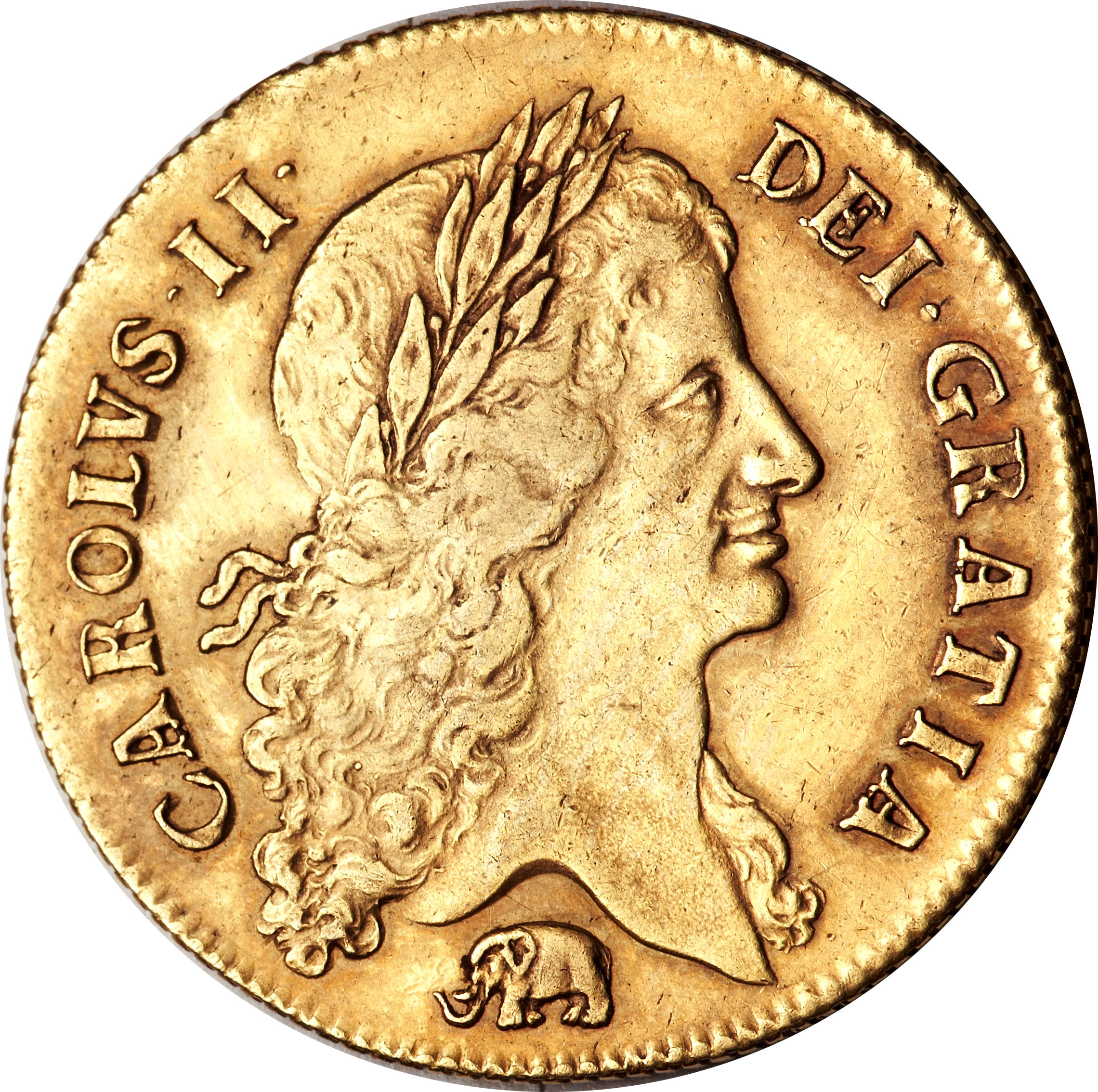 2 Guineas - Charles II 1st bust obverse
