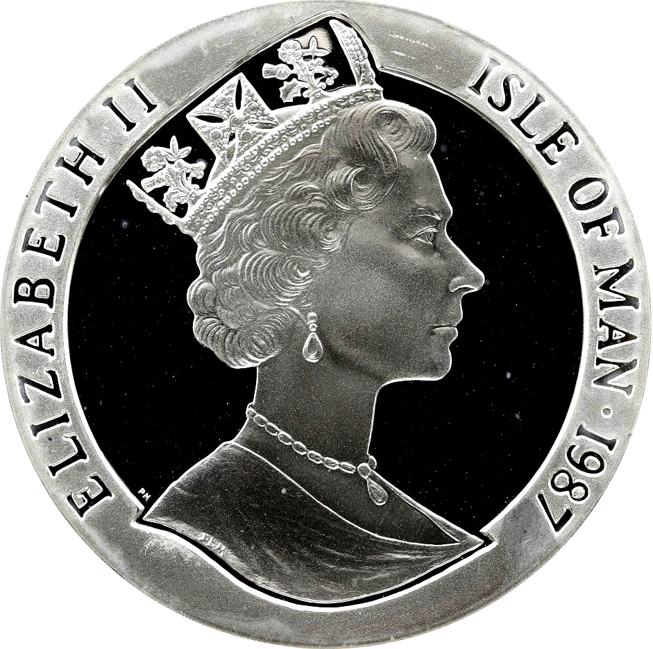 Isle of Man 10 Crowns - Elizabeth II Sailboats and Statue of Liberty obverse