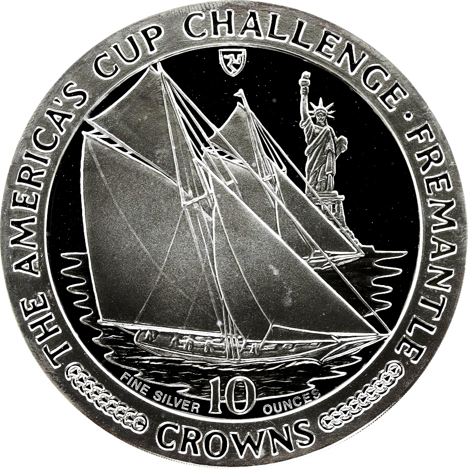 Isle of Man 10 Crowns - Elizabeth II Sailboats and Statue of Liberty