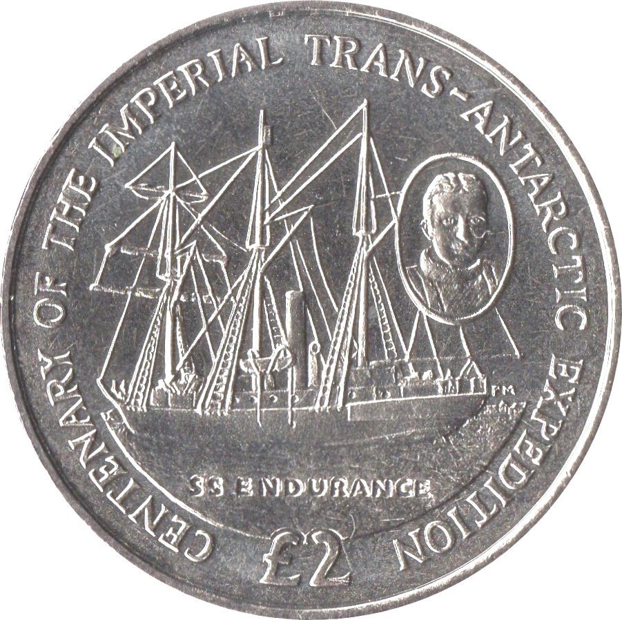 British Antarctic Territory 2 Pounds - Elizabeth II Endurance departing British waters