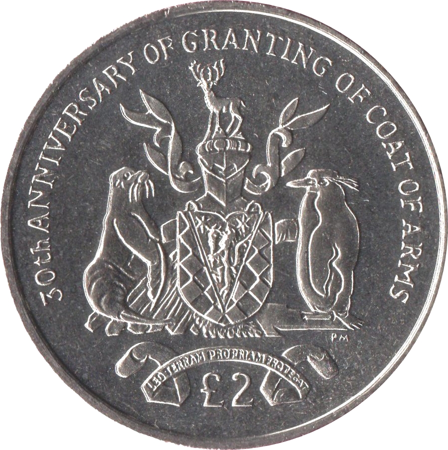 South Georgia and the South Sandwich Islands 2 Pounds - Elizabeth II 30th Anniversary of Granting the Coat of Arms