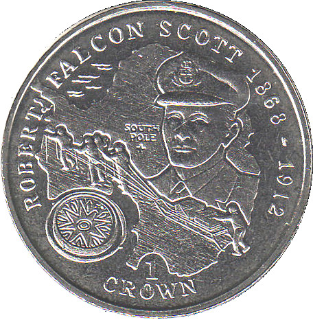 Isle of Man 1 Crown - Elizabeth II Robert Falcon Scott reverse