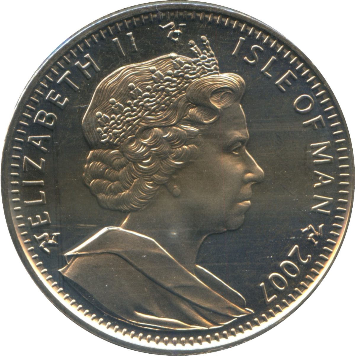 Isle of Man 1 Crown - Elizabeth II Tourist Trophy centennial obverse