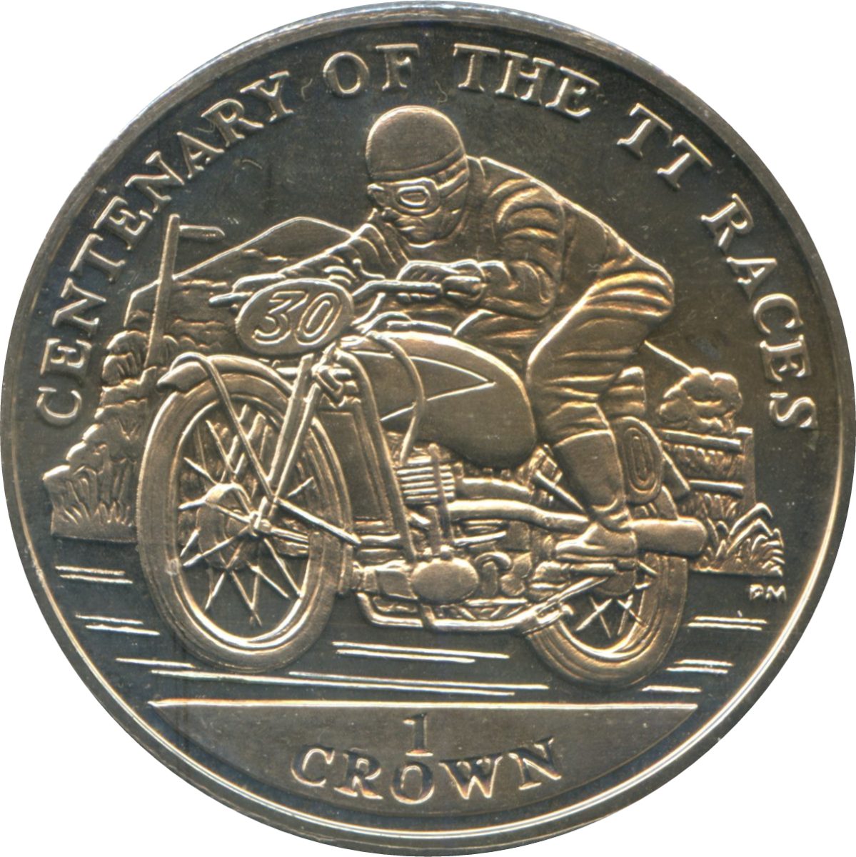 Isle of Man 1 Crown - Elizabeth II Tourist Trophy centennial reverse