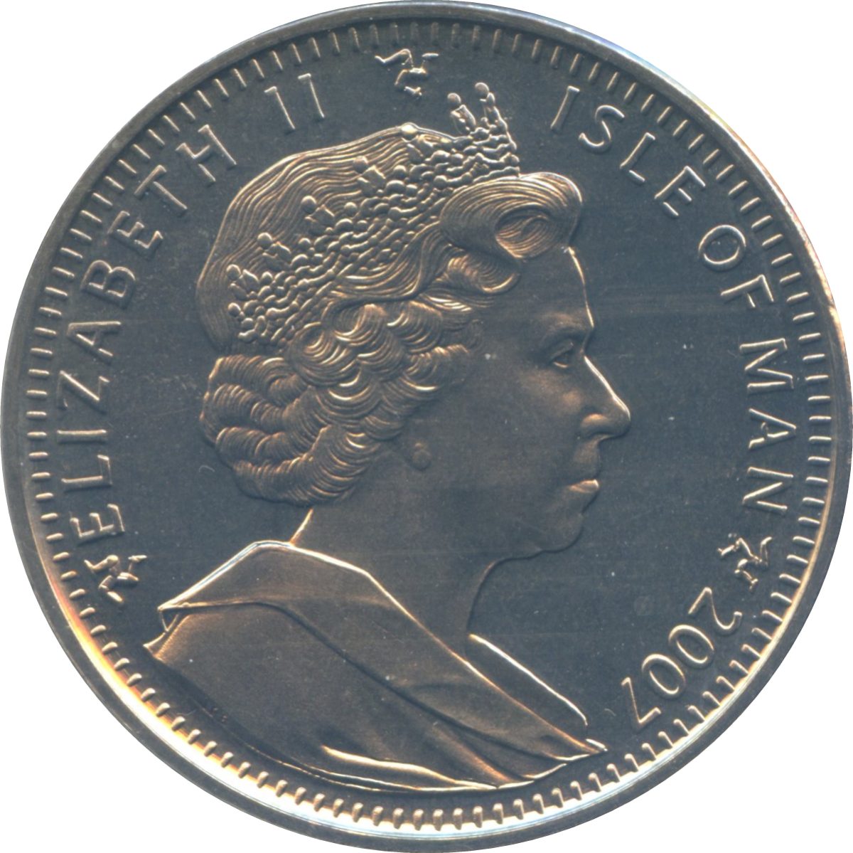 Isle of Man 1 Crown - Elizabeth II Tourist Trophy centennial obverse