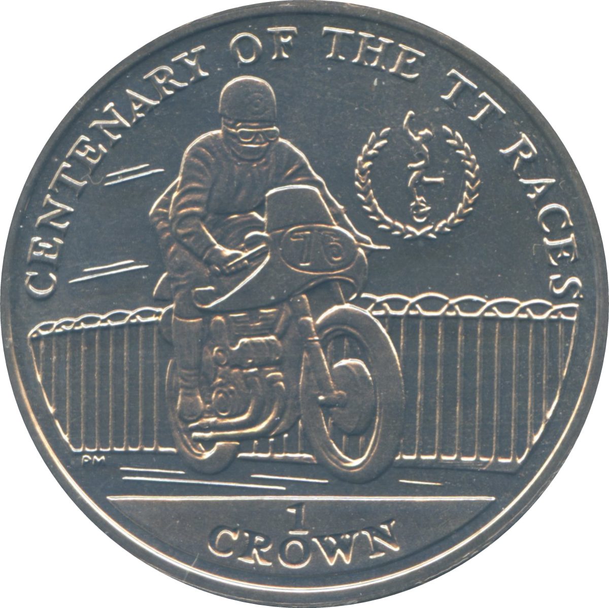 Isle of Man 1 Crown - Elizabeth II Tourist Trophy centennial reverse