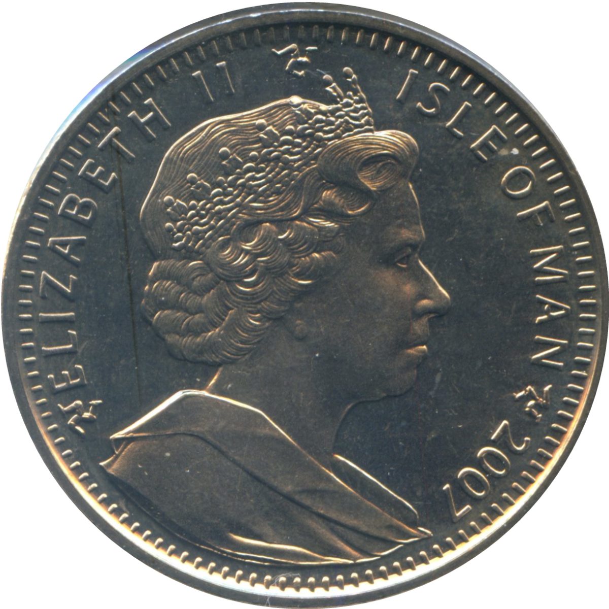 Isle of Man 1 Crown - Elizabeth II Tourist Trophy centennial obverse