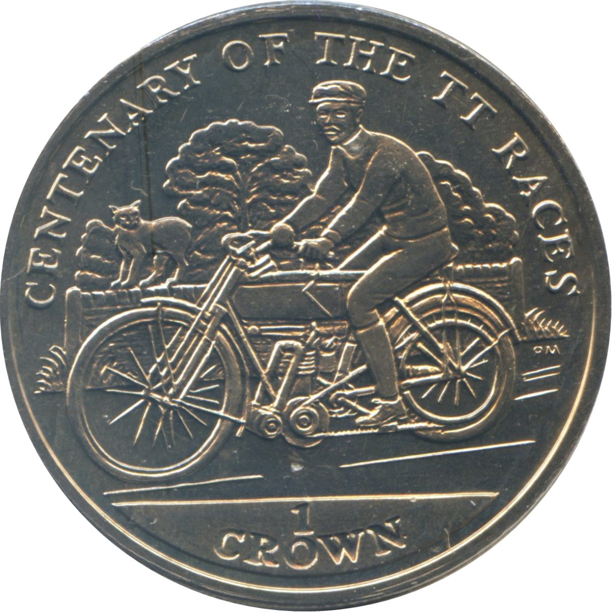 Isle of Man 1 Crown - Elizabeth II Tourist Trophy centennial reverse