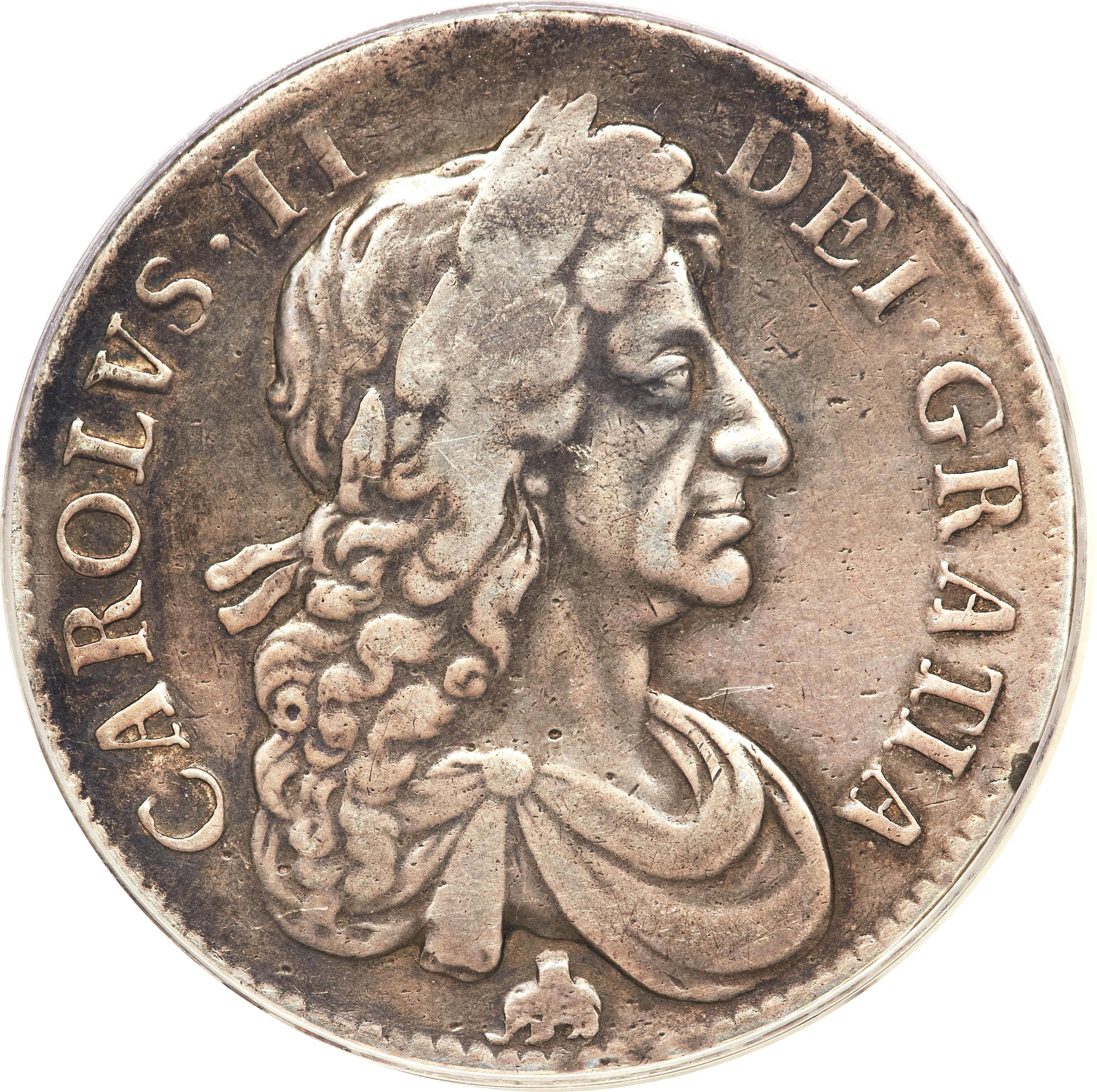 1 Crown - Charles II 4th bust; Africa Company obverse