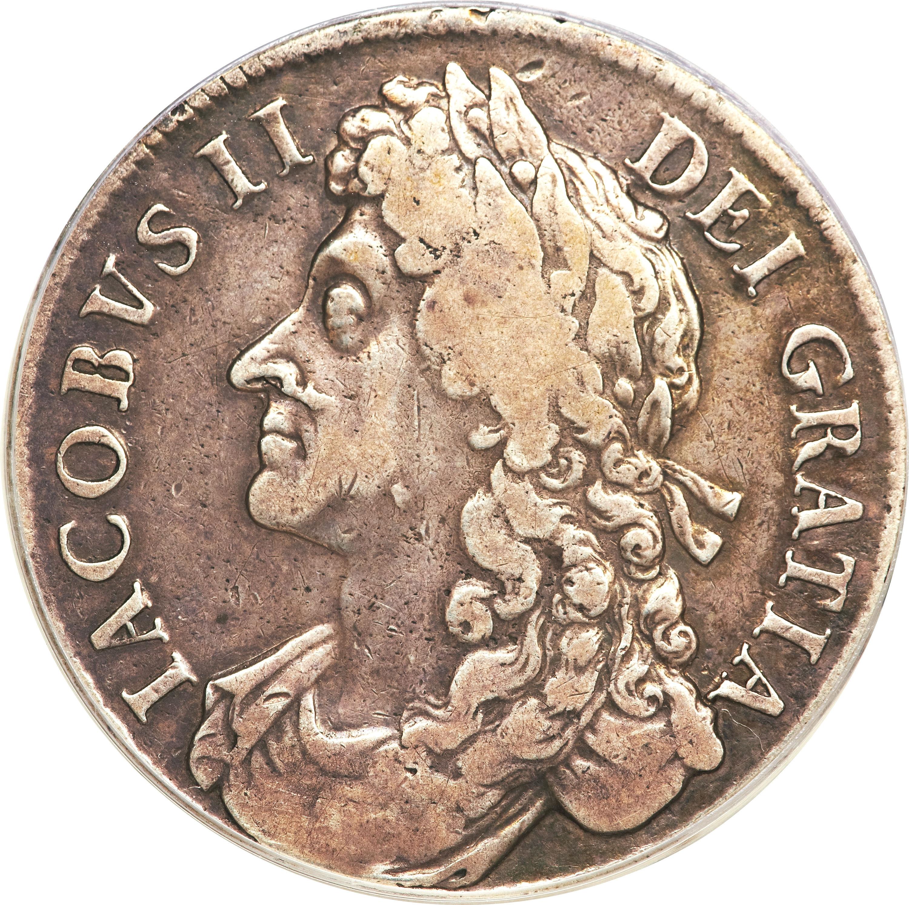 1 Crown - James II 1st bust obverse