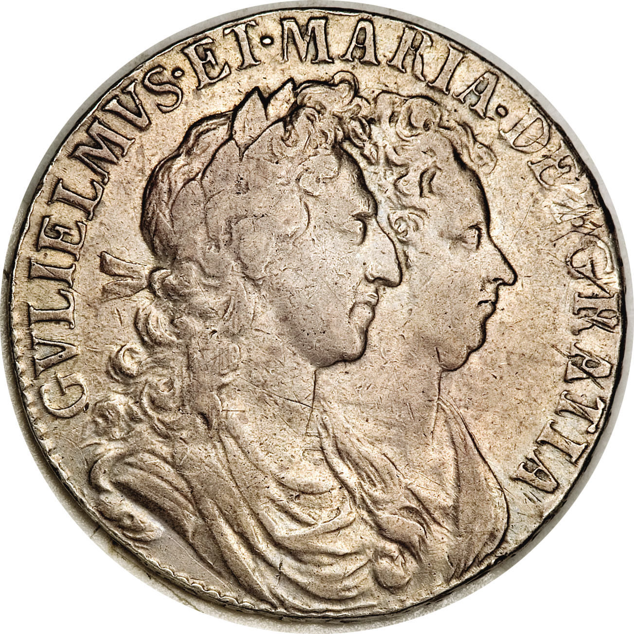 ½ Crown - William and Mary 1st busts; 1st shield obverse