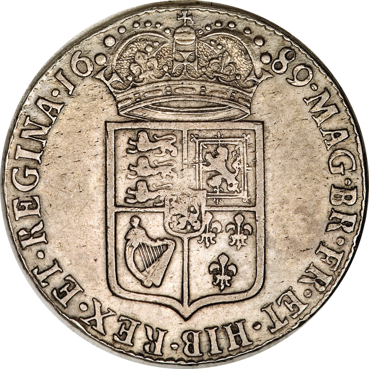 ½ Crown - William and Mary 1st busts; 1st shield