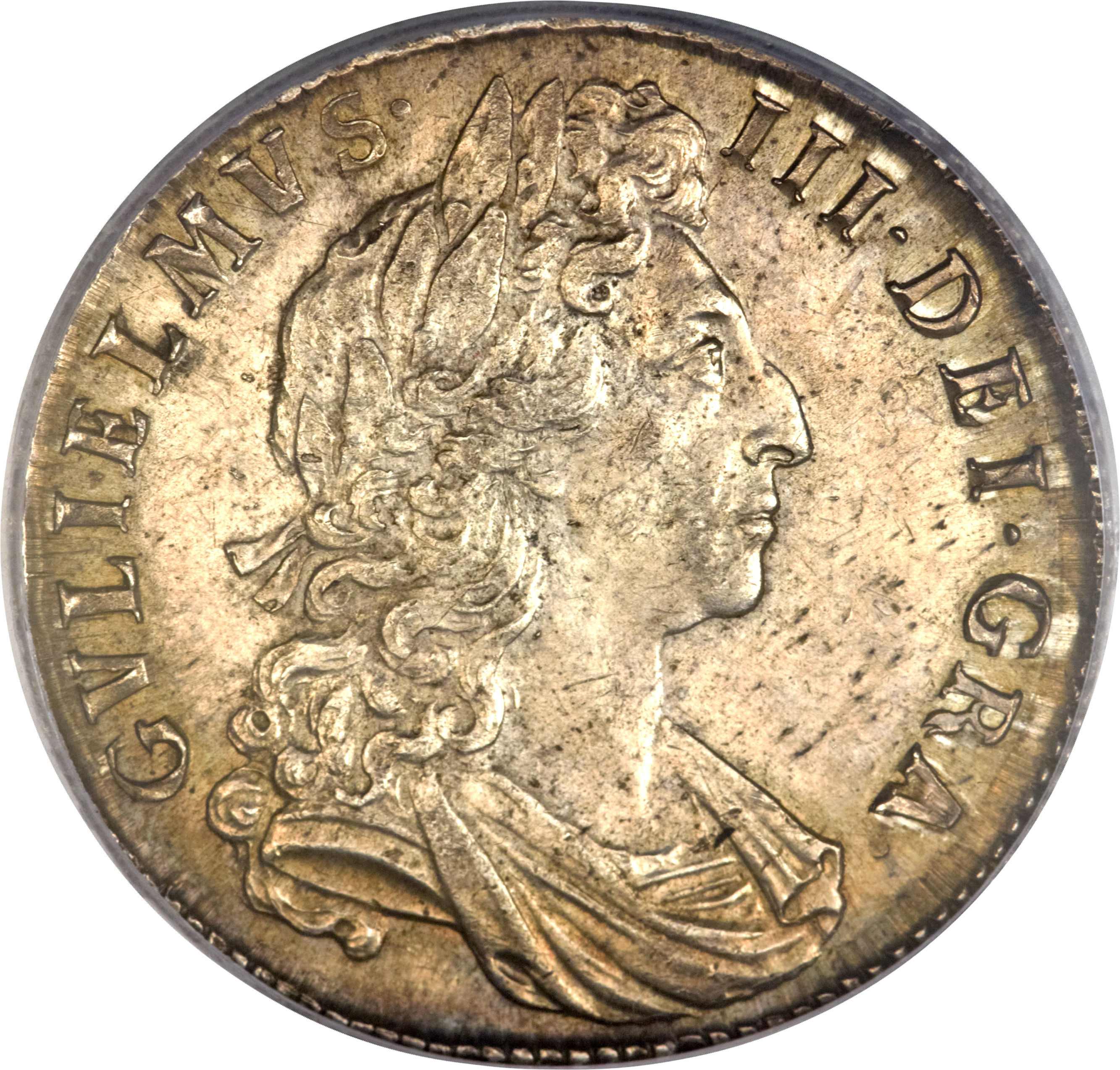 ½ Crown - William III 1st bust; modified large shields obverse