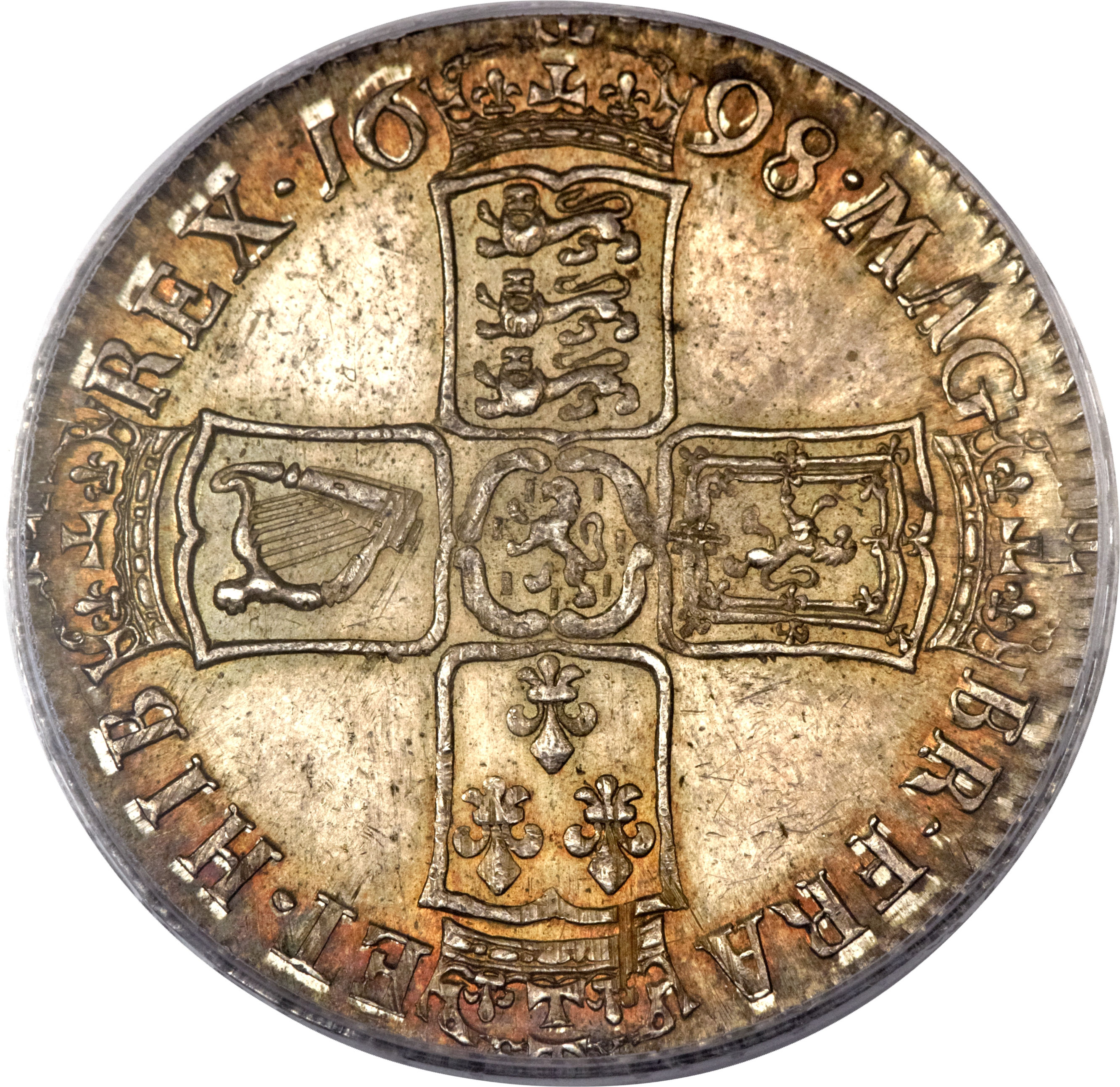 ½ Crown - William III 1st bust; modified large shields