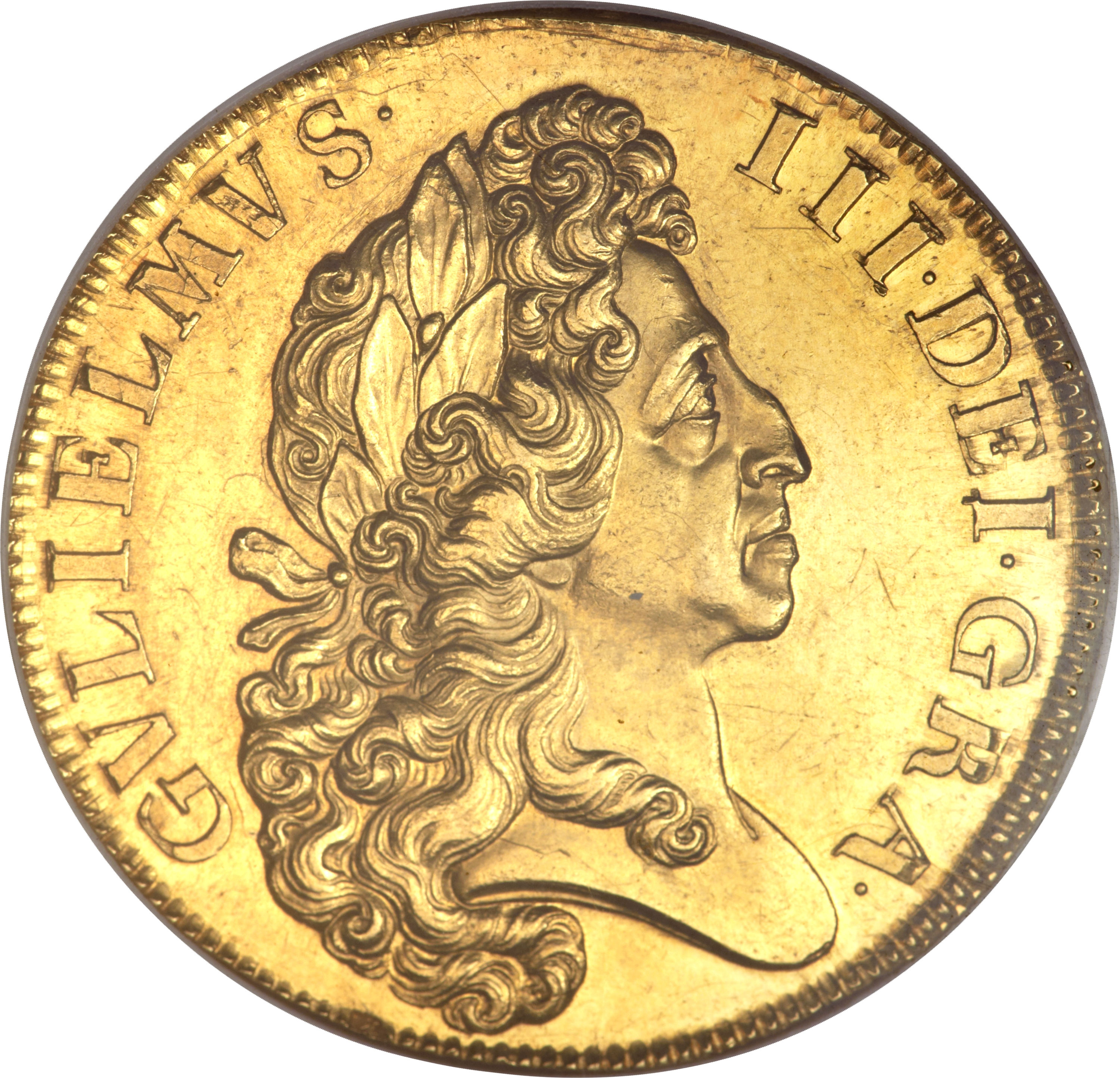 5 Guineas - William III 2nd bust obverse