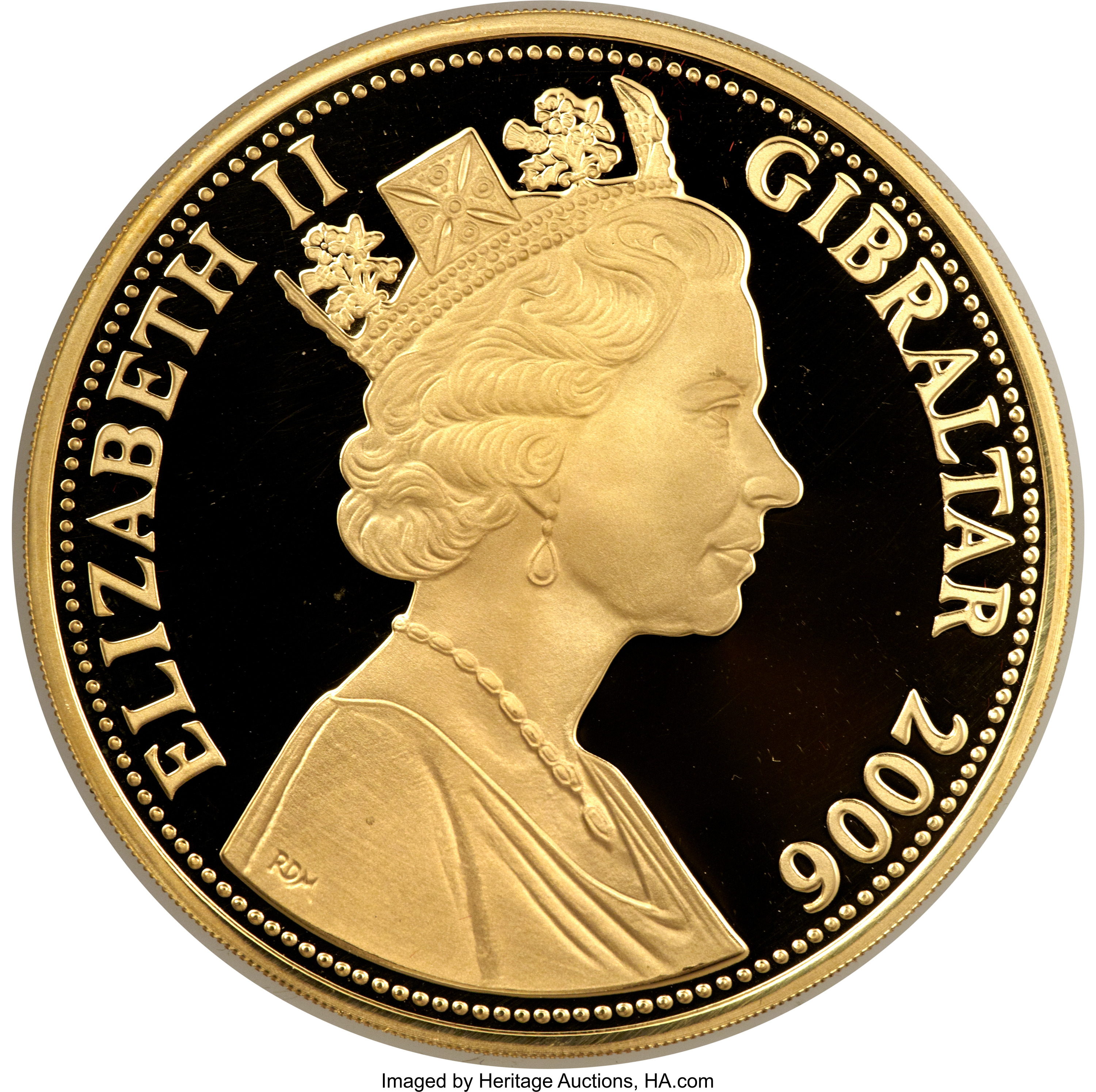 Gibraltar 10 Pounds - Elizabeth II 80 Glorious Years; Gold obverse