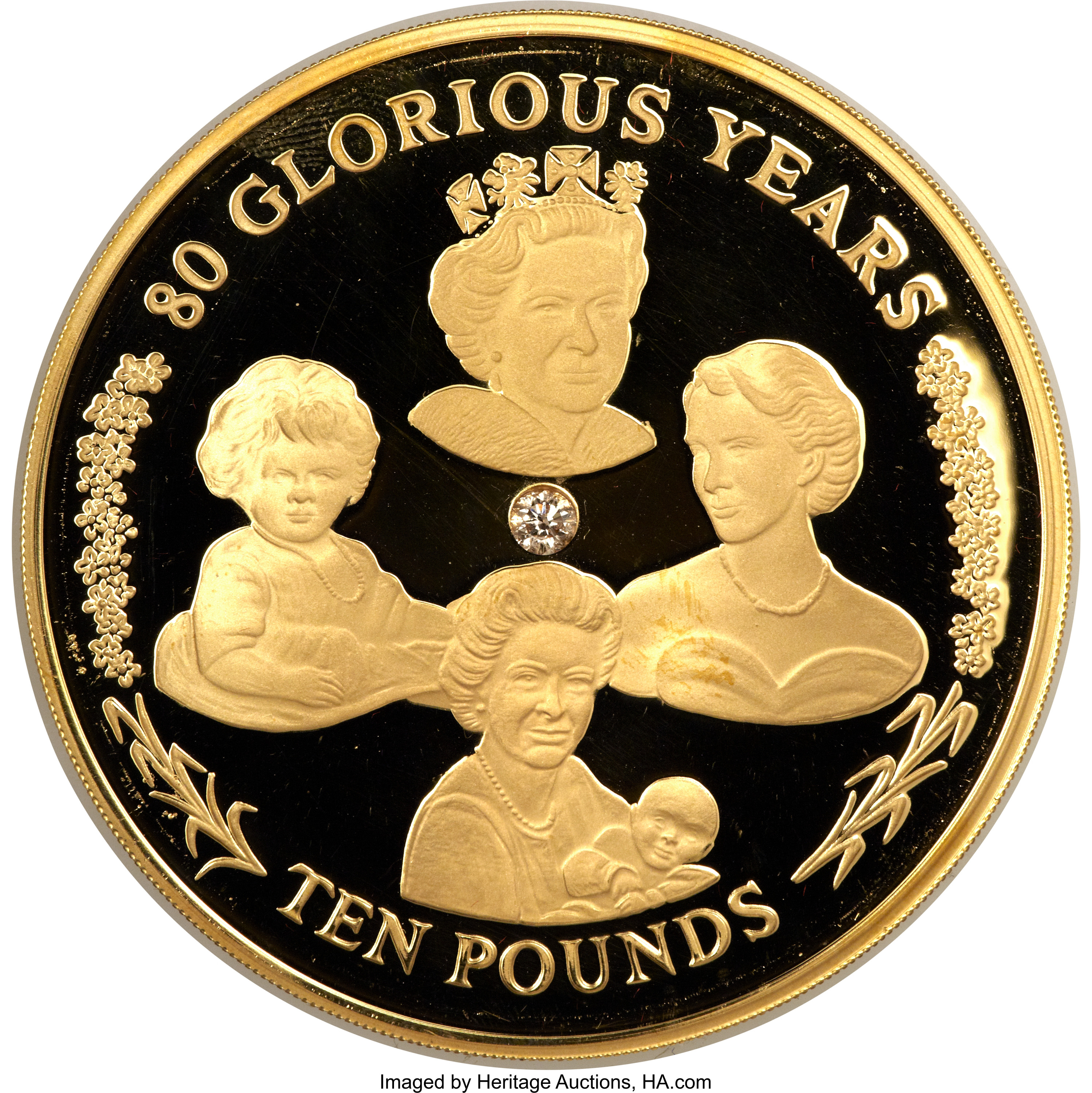 Gibraltar 10 Pounds - Elizabeth II 80 Glorious Years; Gold
