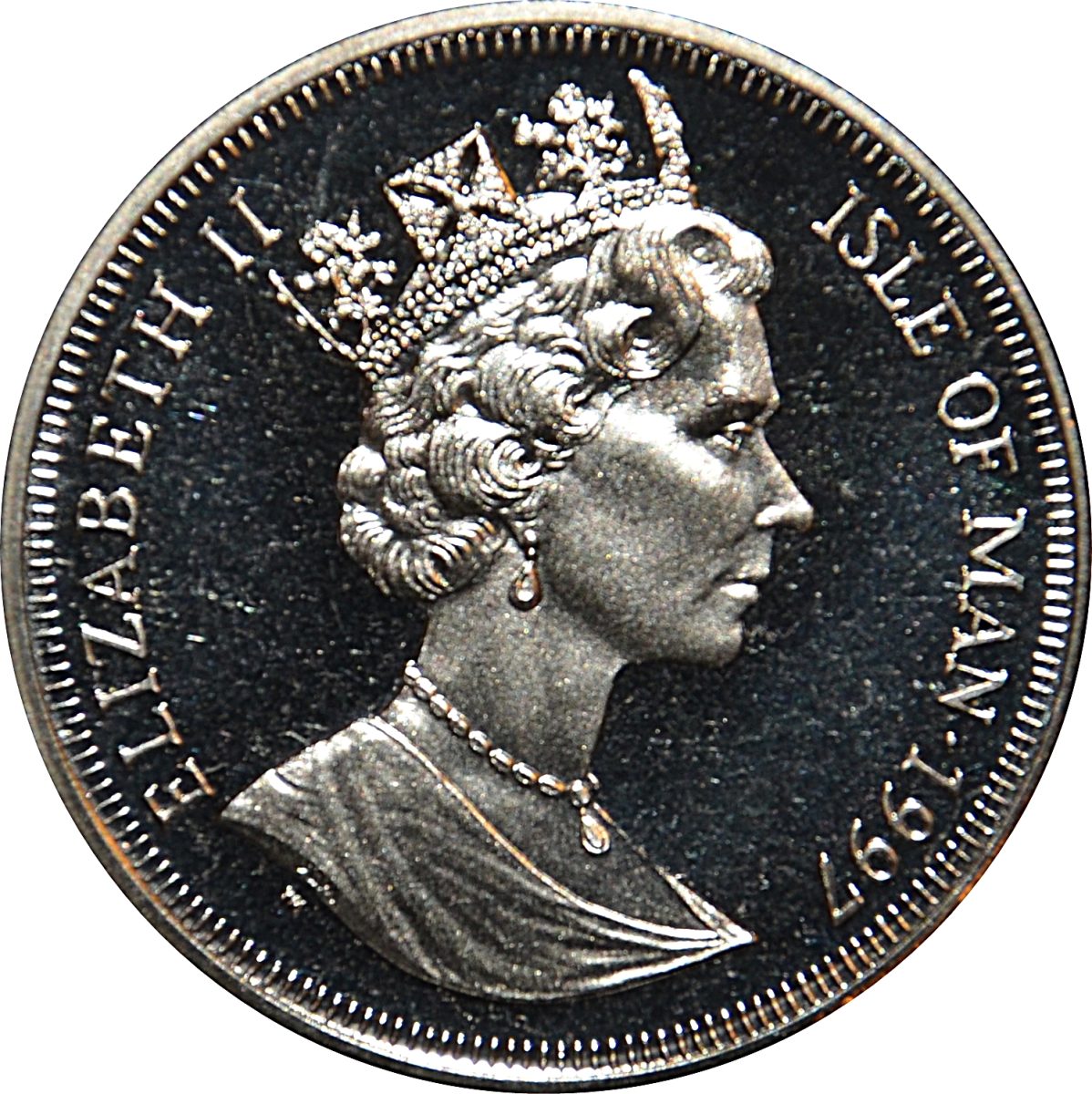 Isle of Man 1 Crown - Elizabeth II Candytuft obverse