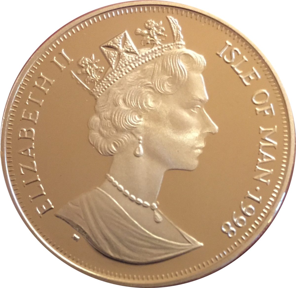 Isle of Man 1 Crown - Elizabeth II World Cup France - shot on goal obverse