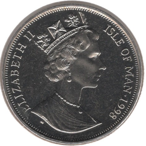 Isle of Man 1 Crown - Elizabeth II World Cup France; ball in hands obverse