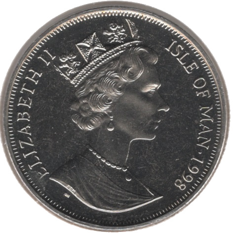 Isle of Man 1 Crown - Elizabeth II Year of the Ocean - Basking shark obverse