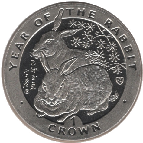 Isle of Man 1 Crown - Elizabeth II Year of the Rabbit reverse
