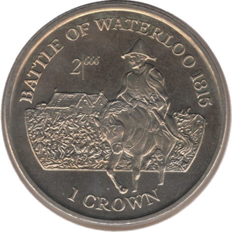 Isle of Man 1 Crown - Elizabeth II Battle of Waterloo 1815